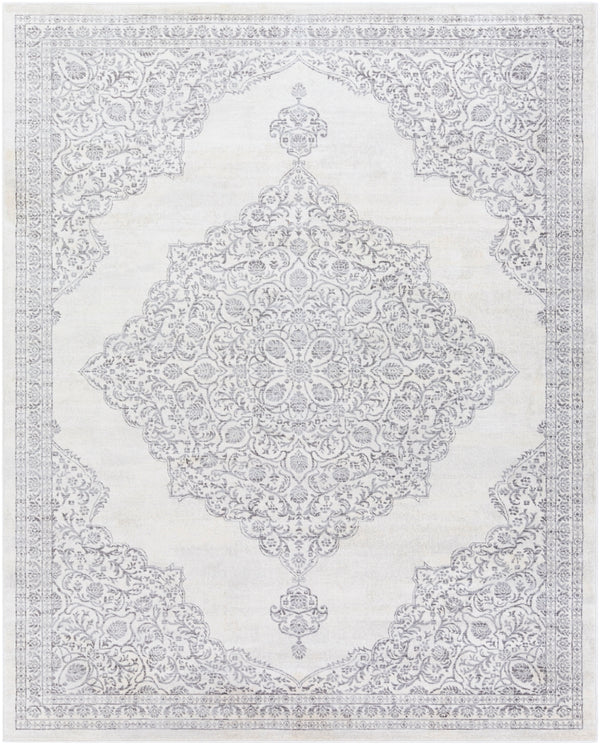 Roma ROM-2317 Traditional Polypropylene Rug ROM2317-71010 Medium Gray, Light Gray, White 100% Polypropylene 7'10" x 10'