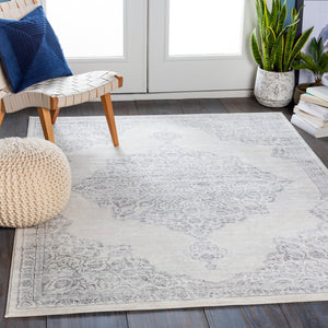 Roma ROM-2317 Traditional Polypropylene Rug ROM2317-9123 Medium Gray, Light Gray, White 100% Polypropylene 9' x 12'3"