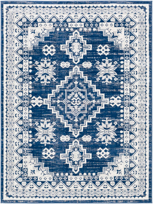 Roma ROM-2318 Traditional Polypropylene Rug ROM2318-9123 Dark Blue, Medium Gray, Light Gray, White 100% Polypropylene 9' x 12'3"