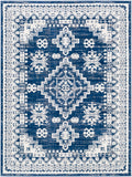 Roma ROM-2318 Traditional Polypropylene Rug ROM2318-9123 Dark Blue, Medium Gray, Light Gray, White 100% Polypropylene 9' x 12'3"