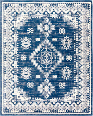 Roma ROM-2318 Traditional Polypropylene Rug ROM2318-71010 Dark Blue, Medium Gray, Light Gray, White 100% Polypropylene 7'10" x 10'