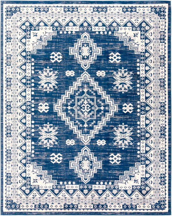 Roma ROM-2318 Traditional Polypropylene Rug ROM2318-71010 Dark Blue, Medium Gray, Light Gray, White 100% Polypropylene 7'10" x 10'