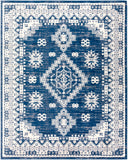 Roma ROM-2318 Traditional Polypropylene Rug ROM2318-71010 Dark Blue, Medium Gray, Light Gray, White 100% Polypropylene 7'10" x 10'