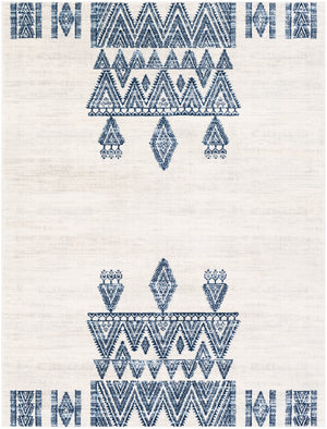 Roma ROM-2326 Global Polypropylene Rug ROM2326-9123 White, Light Gray, Dark Blue, Sky Blue 100% Polypropylene 9' x 12'3"