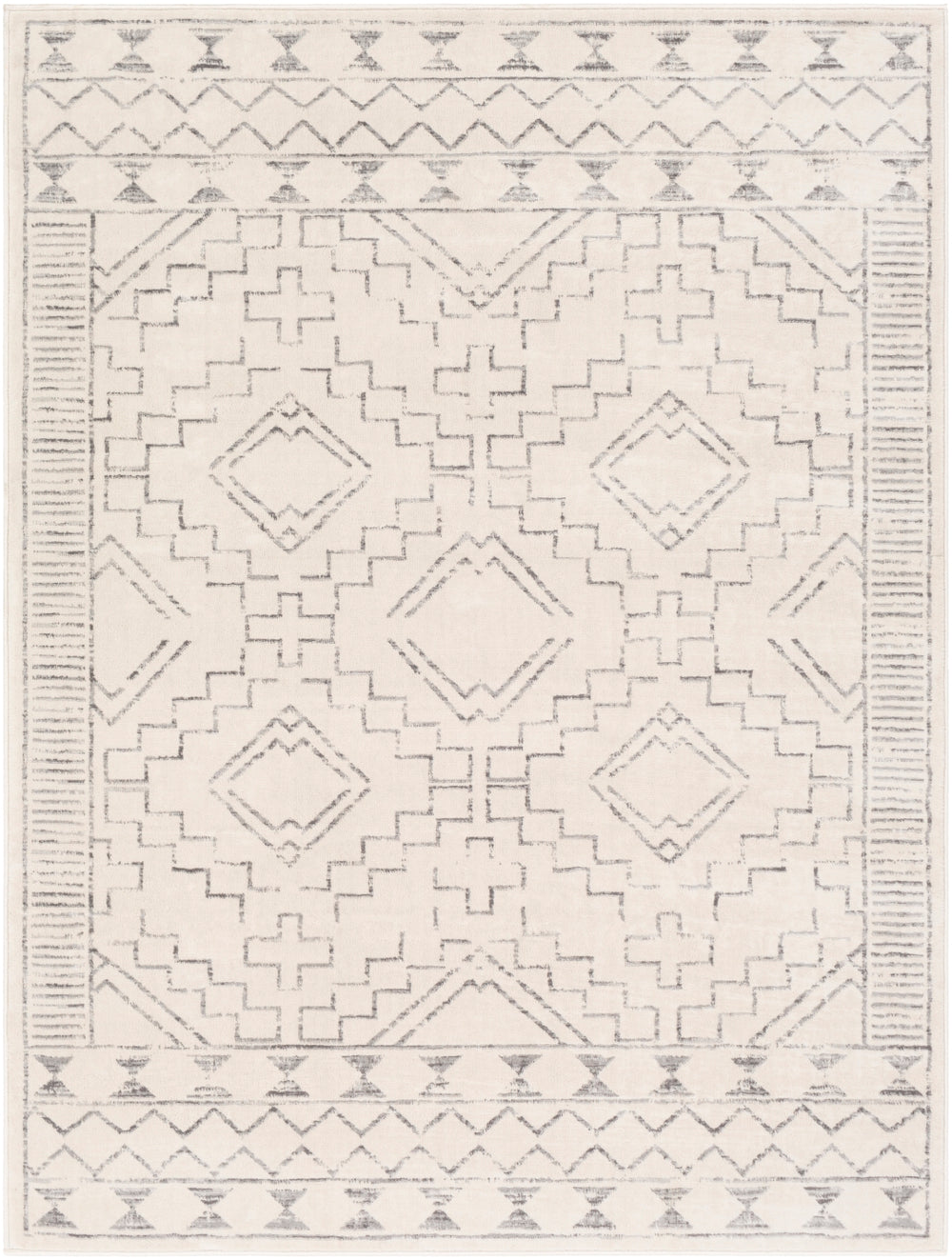 Roma ROM-2331 Global Polypropylene Rug ROM2331-9123 White, Medium Gray 100% Polypropylene 9' x 12'3"