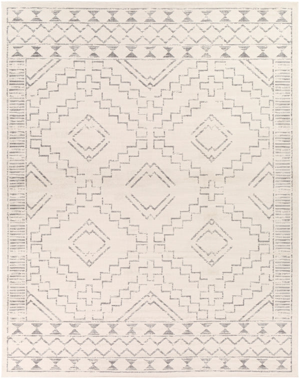 Roma ROM-2331 Global Polypropylene Rug ROM2331-71010 White, Medium Gray 100% Polypropylene 7'10" x 10'