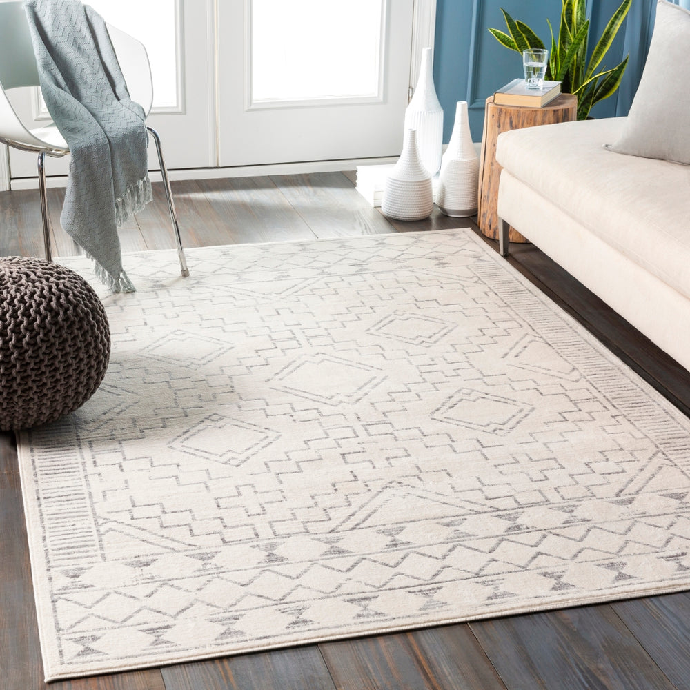 Roma ROM-2331 Global Polypropylene Rug ROM2331-9123 White, Medium Gray 100% Polypropylene 9' x 12'3"