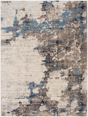 Roma ROM-2353 Modern Polypropylene Rug ROM2353-9123 Sky Blue, Cream, Light Gray, Camel, Medium Gray, Charcoal, Navy 100% Polypropylene 9' x 12'3"