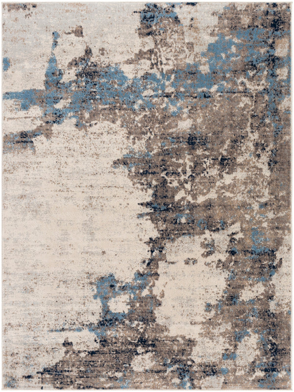 Roma ROM-2353 Modern Polypropylene Rug ROM2353-9123 Sky Blue, Cream, Light Gray, Camel, Medium Gray, Charcoal, Navy 100% Polypropylene 9' x 12'3"