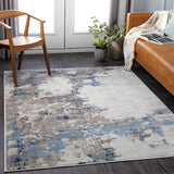 Roma ROM-2353 Modern Polypropylene Rug ROM2353-9123 Sky Blue, Cream, Light Gray, Camel, Medium Gray, Charcoal, Navy 100% Polypropylene 9' x 12'3"