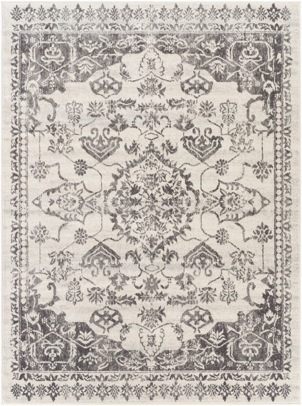 Roma ROM-2358 Traditional Polypropylene Rug ROM2358-9123 Medium Gray, Light Gray, Cream, Charcoal 100% Polypropylene 9' x 12'3"