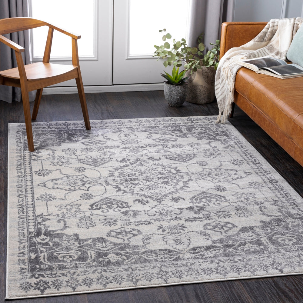 Roma ROM-2358 Traditional Polypropylene Rug ROM2358-9123 Medium Gray, Light Gray, Cream, Charcoal 100% Polypropylene 9' x 12'3"