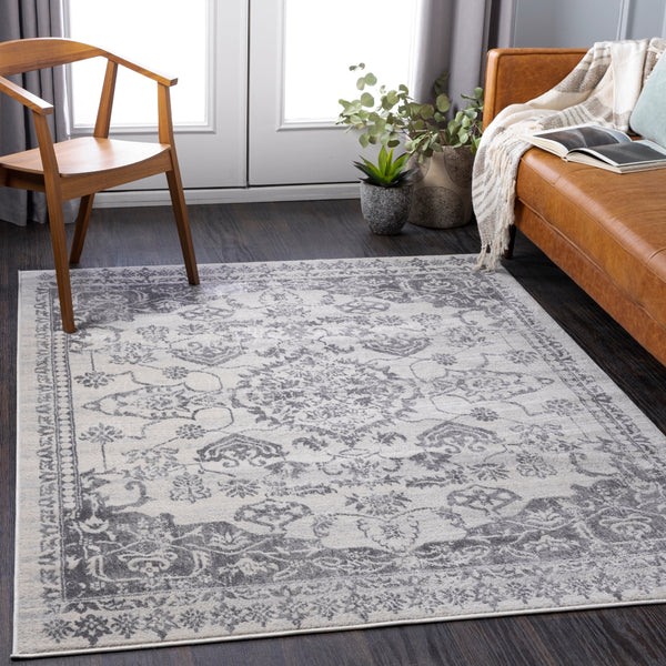 Roma ROM-2358 Traditional Polypropylene Rug ROM2358-9123 Medium Gray, Light Gray, Cream, Charcoal 100% Polypropylene 9' x 12'3"