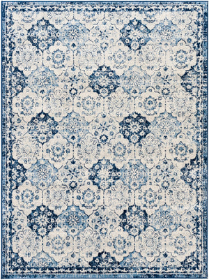 Roma ROM-2367 Traditional Polypropylene Rug ROM2367-9123 Navy, Light Gray, Cream, Sky Blue 100% Polypropylene 9' x 12'3"