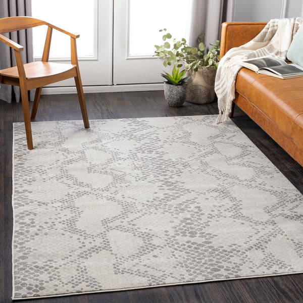 Roma ROM-2369 Modern Polypropylene Rug ROM2369-9123 Medium Gray, Cream, Light Gray, Charcoal 100% Polypropylene 9' x 12'3"