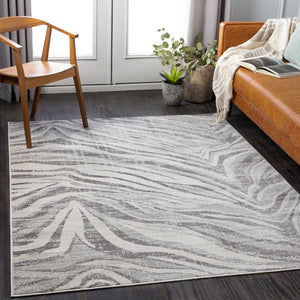 Roma ROM-2370 Modern Polypropylene Rug ROM2370-9123 Charcoal, Medium Gray, Cream, Light Gray 100% Polypropylene 9' x 12'3"