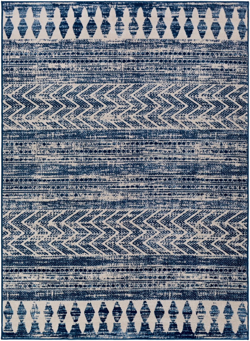 Roma ROM-2397 Global Polypropylene Rug ROM2397-811123 Dark Blue, Denim, White 100% Polypropylene 8'11" x 12'3"