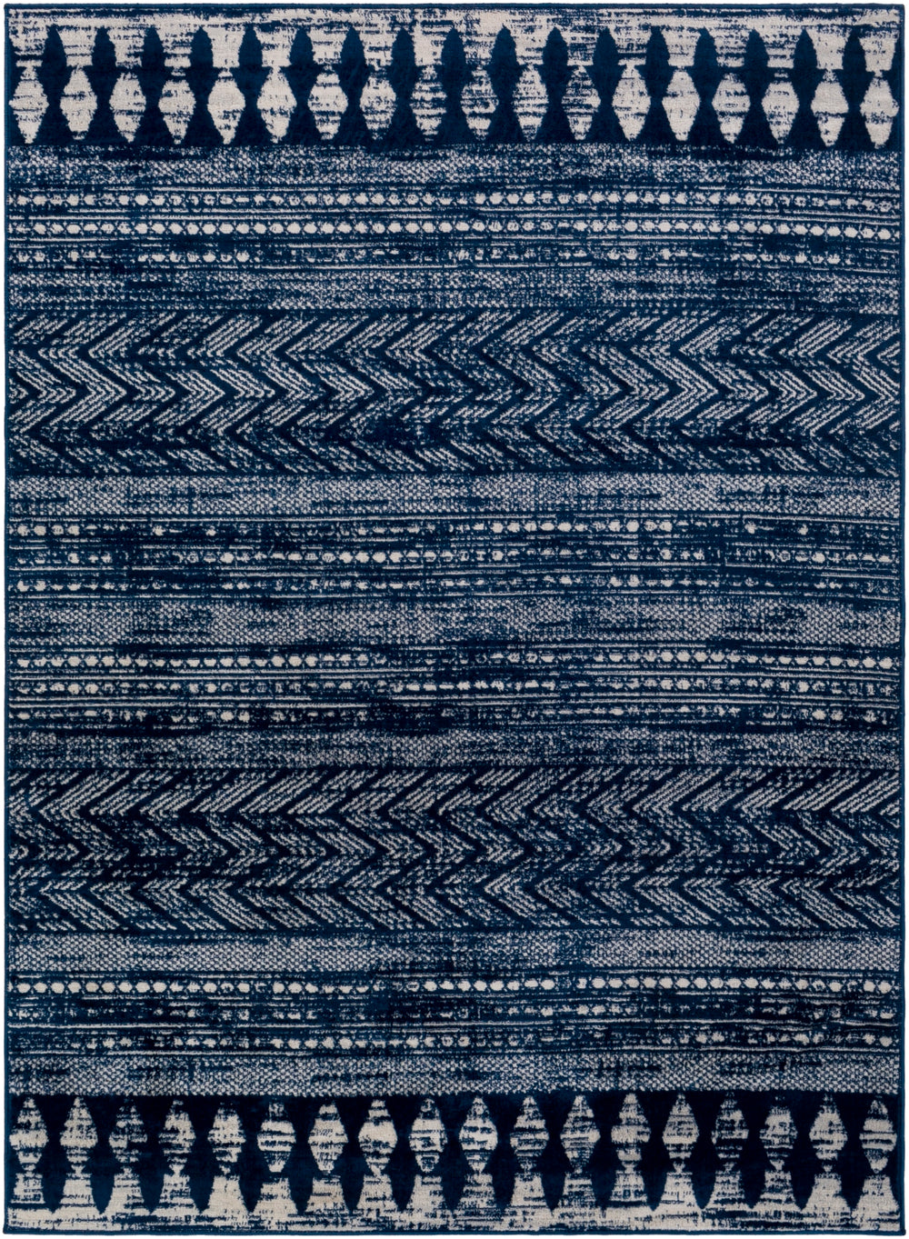 Roma ROM-2398 Global Polypropylene Rug ROM2398-811123 Dark Blue, White 100% Polypropylene 8'11" x 12'3"