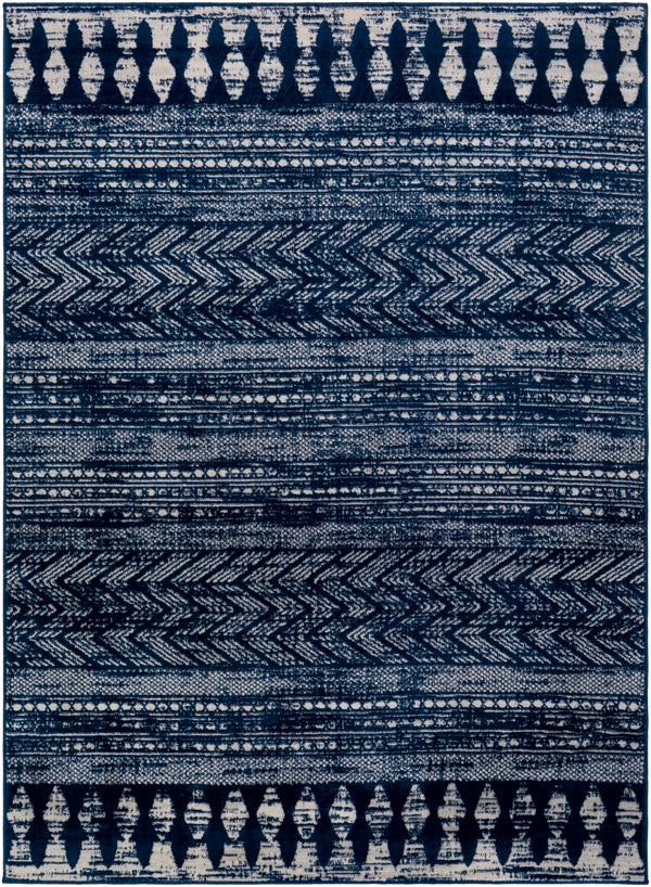 Roma ROM-2398 Global Polypropylene Rug ROM2398-811123 Dark Blue, White 100% Polypropylene 8'11" x 12'3"