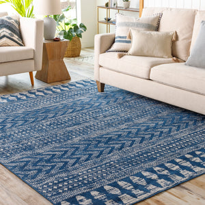 Roma ROM-2398 Global Polypropylene Rug ROM2398-811123 Dark Blue, White 100% Polypropylene 8'11" x 12'3"