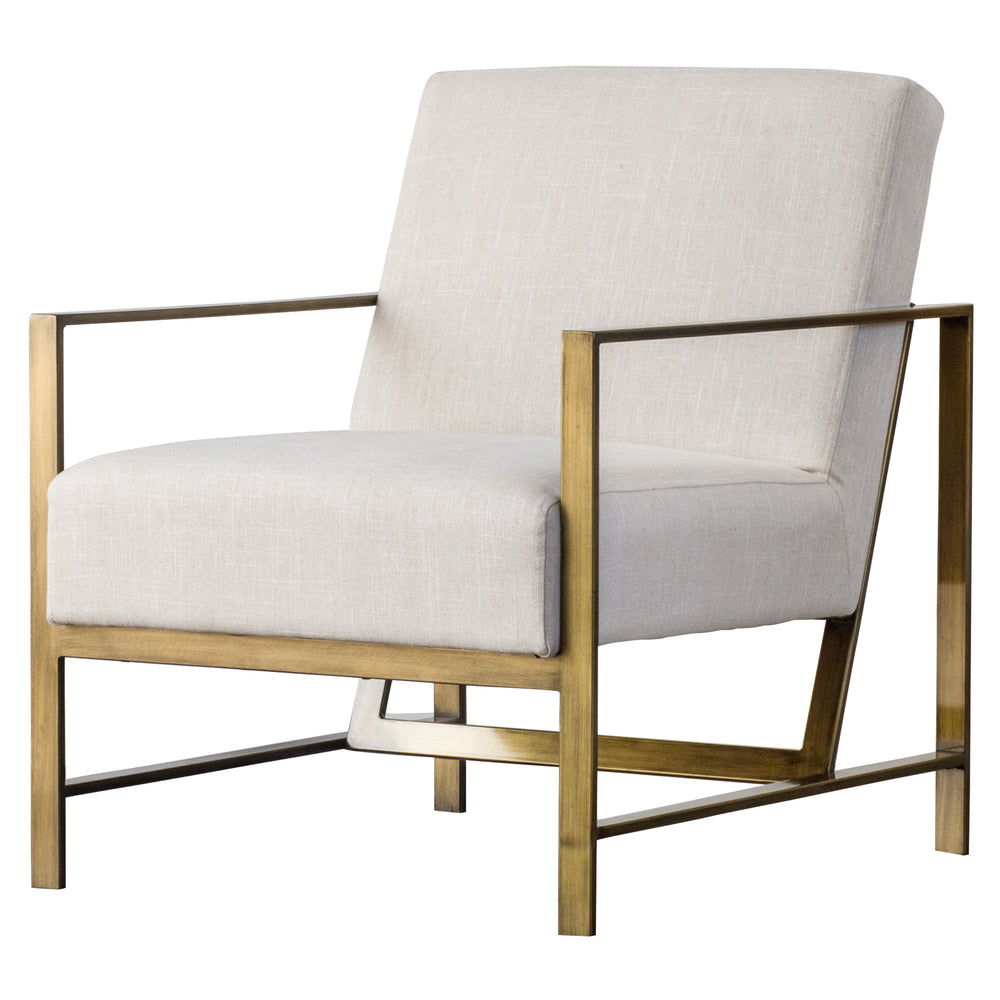 Francis Elegant Fabric Arm Chair with Brushed Gold Frame - Modern Minimalist Design for Any Space
