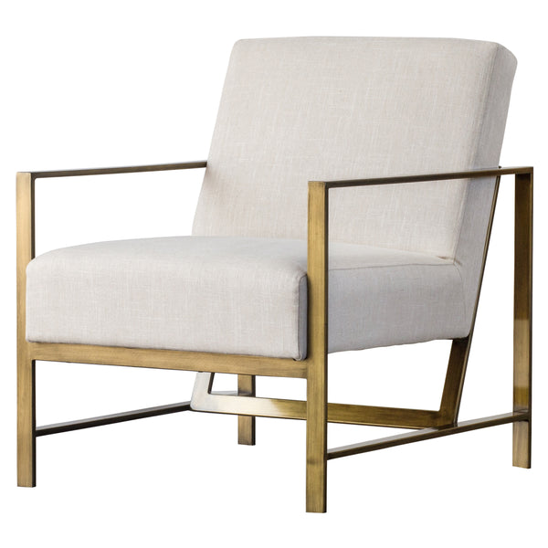 Francis Elegant Fabric Arm Chair with Brushed Gold Frame - Modern Minimalist Design for Any Space