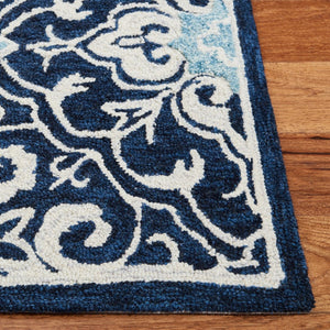 Roslyn 603  Hand Tufted 100% Wool Rug Navy / Light Blue