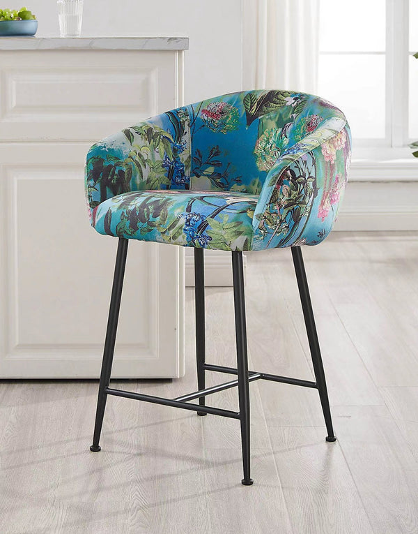 VIG Furniture Modrest Roxann - Modern Counter Stool in Funky Velvet VGEU-MC-9292CH-A-C-BS
