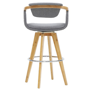 Darwin 360-Degree Swivel Counter Stool - Chic Mid-Century Design with Bamboo Legs and Linen Upholstery