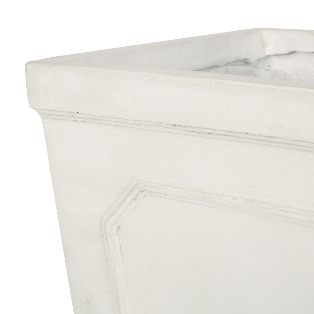 Burgos Outdoor Large Cast Stone Tapered Planter, Antique White Noble House