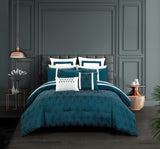 Arlow Teal Blue King 8pc Comforter Set