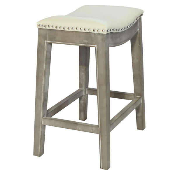 Elmo Bonded Leather Counter Stool Beige, Mystique Gray Legs 198625B-2050KD New Pacific Direct