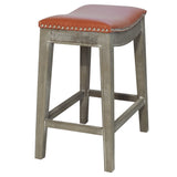 Elmo Bonded Leather Counter Stool Pumpkin, Red, Mystique Gray Legs 198625B-8141KD New Pacific Direct