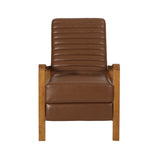 Noble House Munro Contemporary Channel Stitch Pushback Recliner, Cognac Brown and Teak