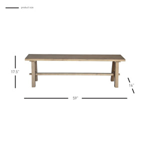 Bedford 59" Acacia Wood Bench – Stylish, Durable Seating for Farmhouse or Modern Dining Spaces!