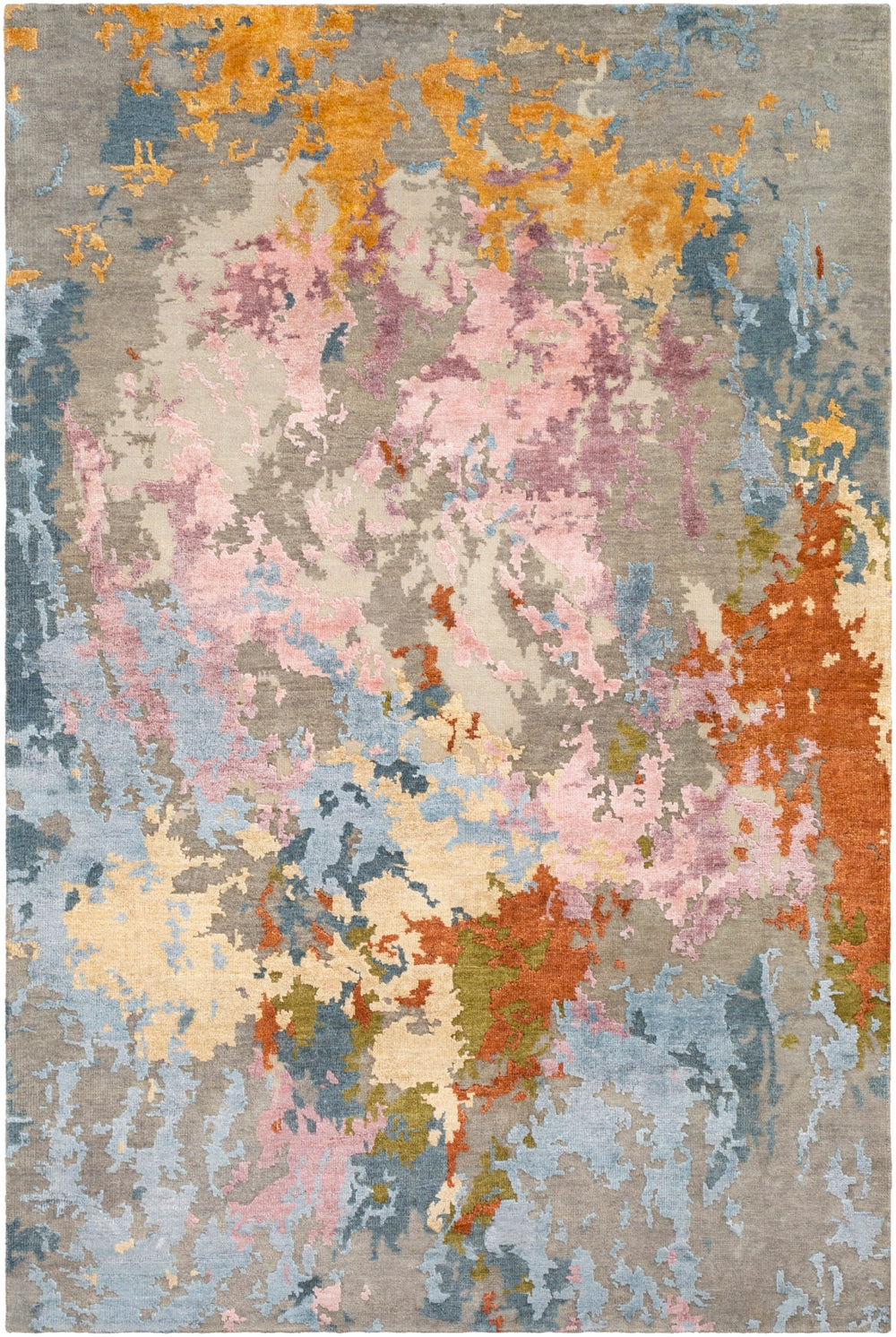 Arte RTE-2300 Modern Wool, Viscose Rug RTE2300-913 Wheat, Pale Pink, Medium Gray, Taupe, Camel, Mauve, Denim, Bright Blue 60% Wool, 40% Viscose 9' x 13'