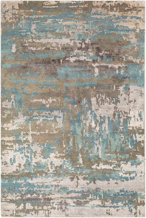 Arte RTE-2301 Modern Wool, Viscose Rug RTE2301-913 Sage, Teal, Taupe, Medium Gray, Khaki, Dark Brown 60% Wool, 40% Viscose 9' x 13'