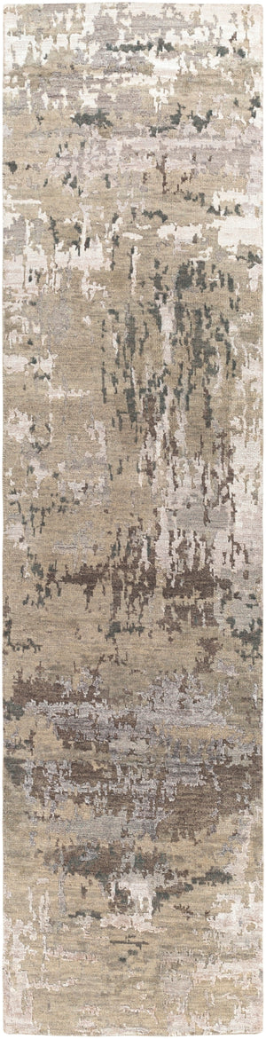 Arte RTE-2303 Modern Wool, Viscose Rug RTE2303-2610 Light Gray, Camel, Ivory, Khaki, Medium Gray 60% Wool, 40% Viscose 2'6" x 10'