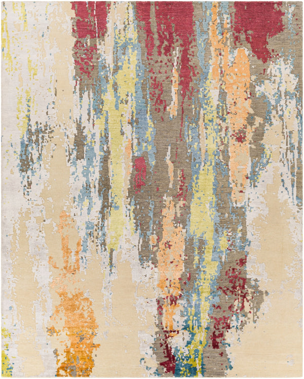 Arte RTE-2308 Modern Viscose, Wool Rug RTE2308-913 Medium Gray, Sky Blue, Lime, Peach, Dark Red, Light Gray, Beige 54% Viscose, 46% Wool 9' x 13'