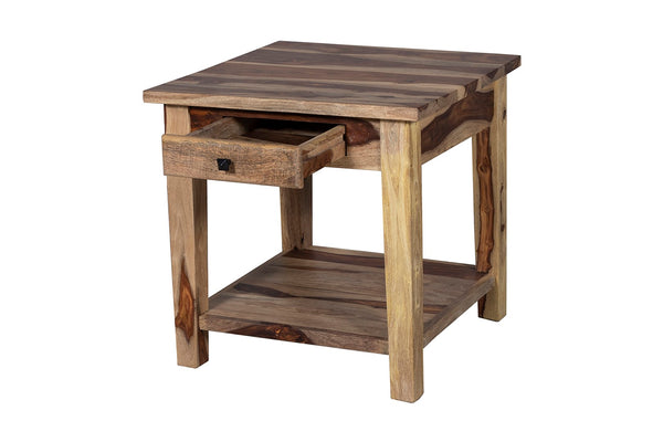 Porter Designs Taos Solid Sheesham Wood Natural End Table Natural 05-196-24-9010N