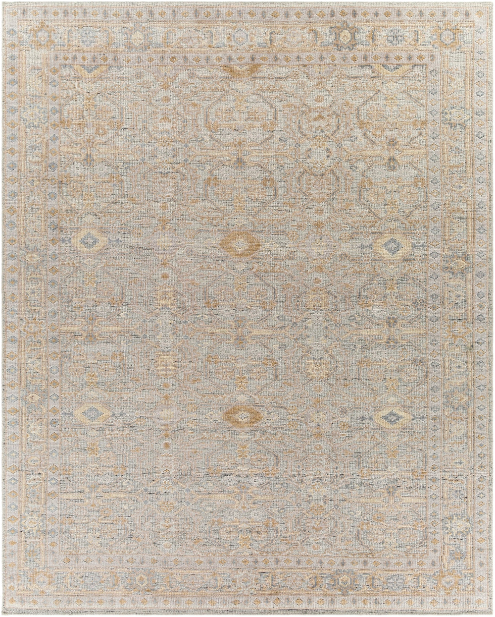 Revere RVE-2308 Traditional Recycled PET Yarn Rug RVE2308-81012 Medium Gray, Light Gray, Camel, Tan, Charcoal, Beige, Cream 100% Recycled PET Yarn 8'10" x 12'