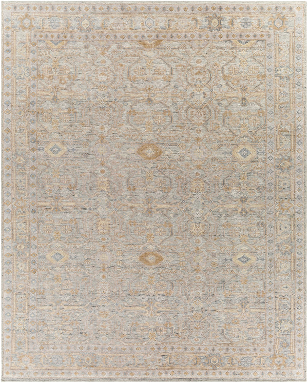 Revere RVE-2308 Traditional Recycled PET Yarn Rug RVE2308-81012 Medium Gray, Light Gray, Camel, Tan, Charcoal, Beige, Cream 100% Recycled PET Yarn 8'10" x 12'