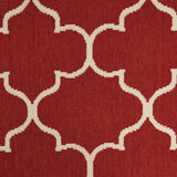 Noble House Thornhill Indoor/ Outdoor Geometric 5 x 8 Area Rug, Red and Ivory