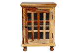 Porter Designs Taos Solid Sheesham Wood & Glass Panes Natural Cabinet Natural 05-116-26-1085N