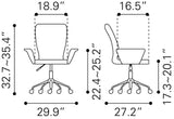 Zuo Modern Specify 100% Polyurethane, Plywood, Steel Modern Commercial Grade Office Chair Gray, Chrome 100% Polyurethane, Plywood, Steel