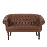 Mooney Chesterfield Leather Tufted Loveseat with Nailhead Trim