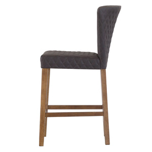 Albie Diamond Stitching Leatherette Counter Stool Danburry Gray
