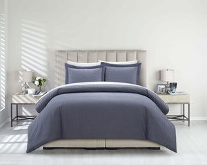 Laurel Navy Queen 7pc Duvet Set