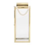 Larry Outdoor 22" Modern Stainless Steel Lantern, Gold Noble House