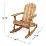 Maison Outdoor 5 Piece Acacia Wood/ Light Weight Concrete Adirondack Rocking Chair Set with Fire Pit, Natural Finish and Grey Finish